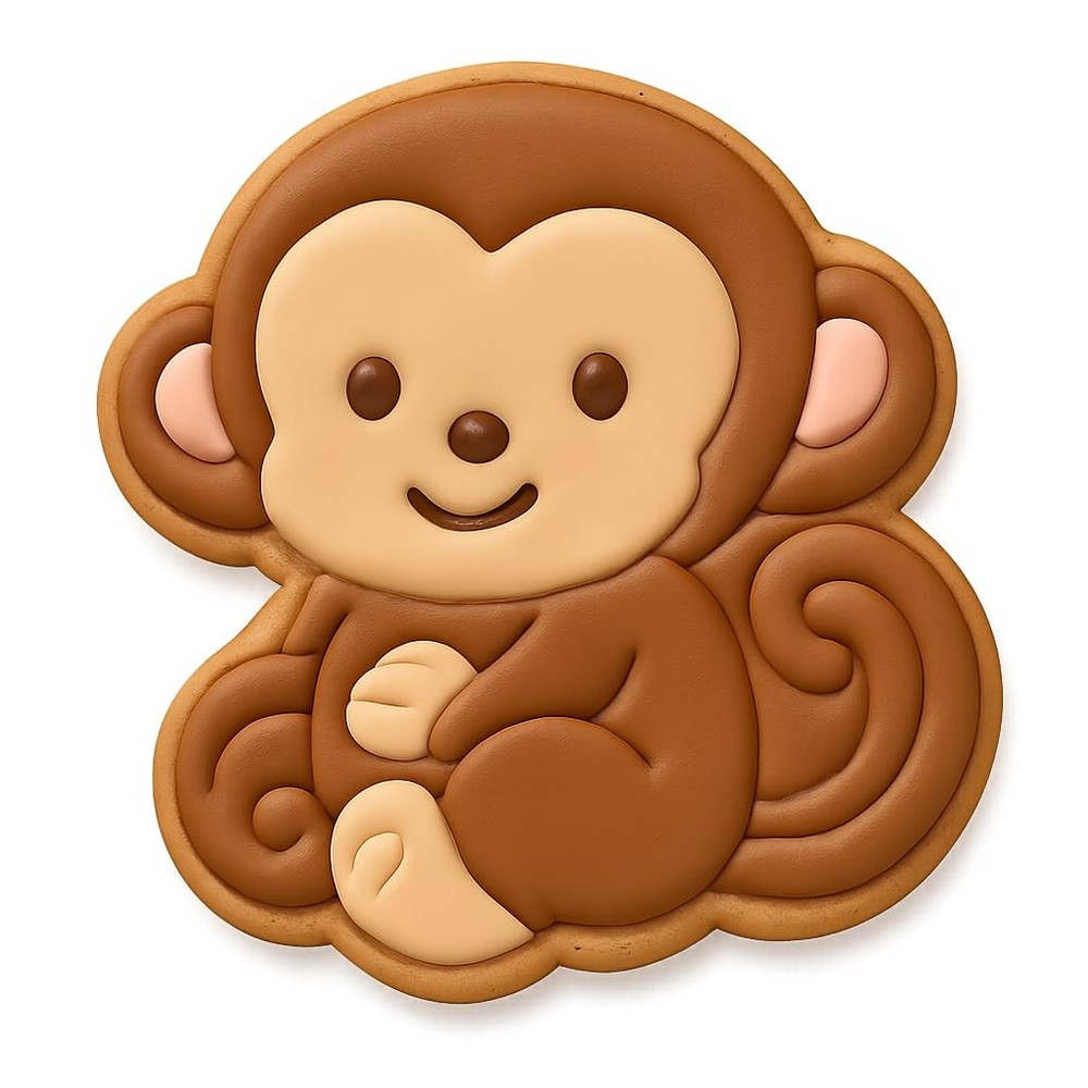 Sitting Chibi Macaque Cookie Cutter & Stamp - 4x3.7