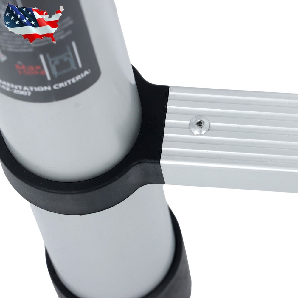 12.5 FT Compact Extension Step Aluminum Folding Telescopic Ladder with Hooks