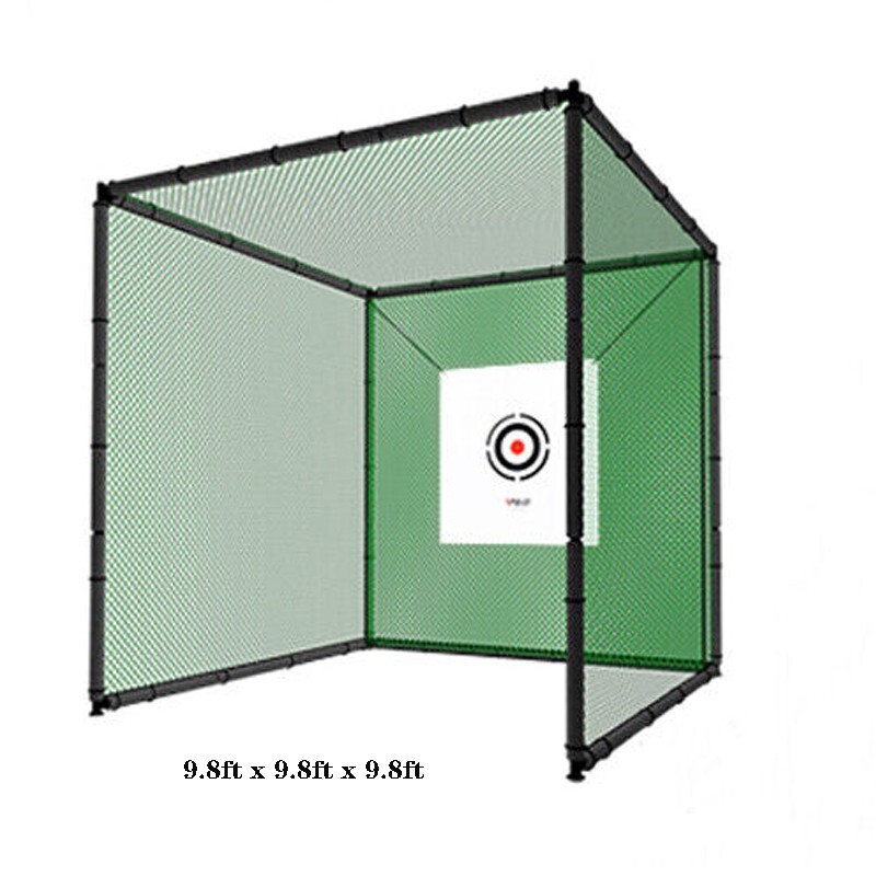 Used Golf Driving Cage Practice Hitting Net 9.8x9.8ft Foldable Training Tool