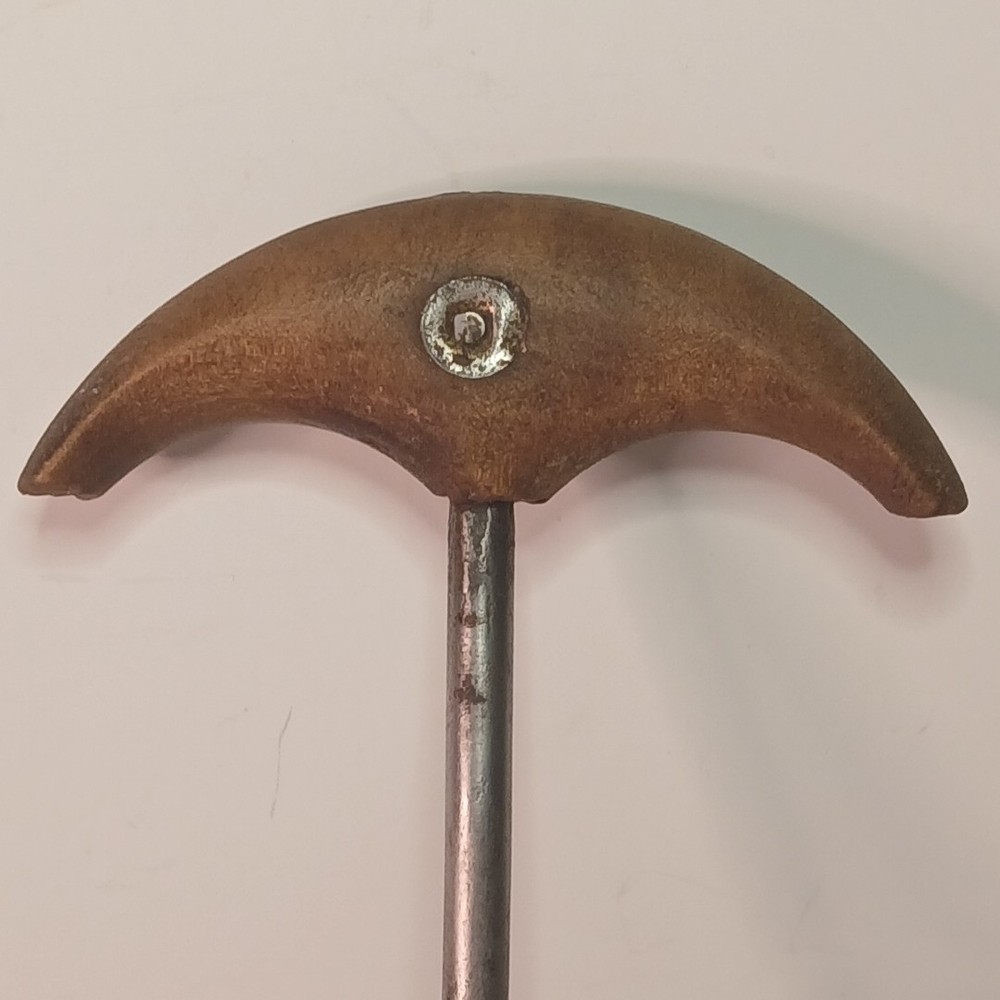 Vintage Antique Corkscrew. Crescent Shaped Wooden Handle