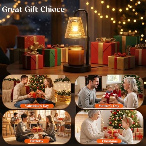 2 Pack Candle Warmer Lamp with Timer,Dimmable Adjustable Height Black 2 Pack