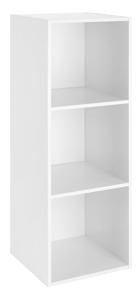 Whitmor 3 Cube Bookcase 3 Tier Stackable MDF Storage Organizer White 12.2x11.7x3