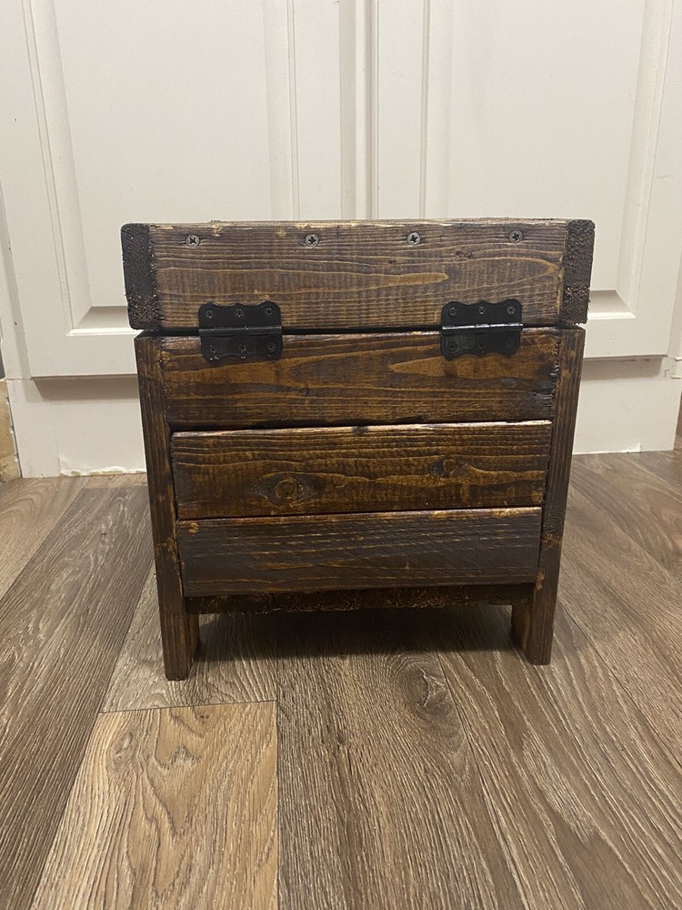 small wooden chest with lid