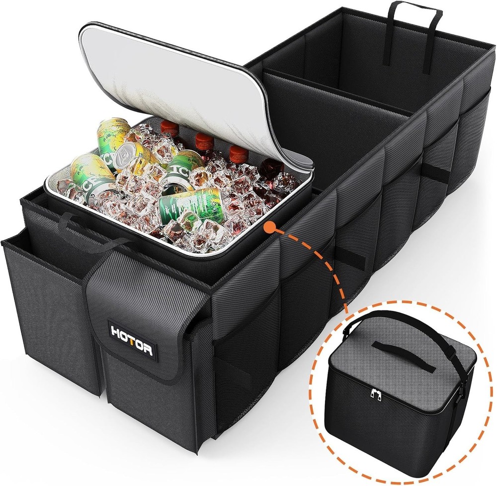 Large Capacity SUV Trunk Organizer with Sturdy Construction - 3 Compartments