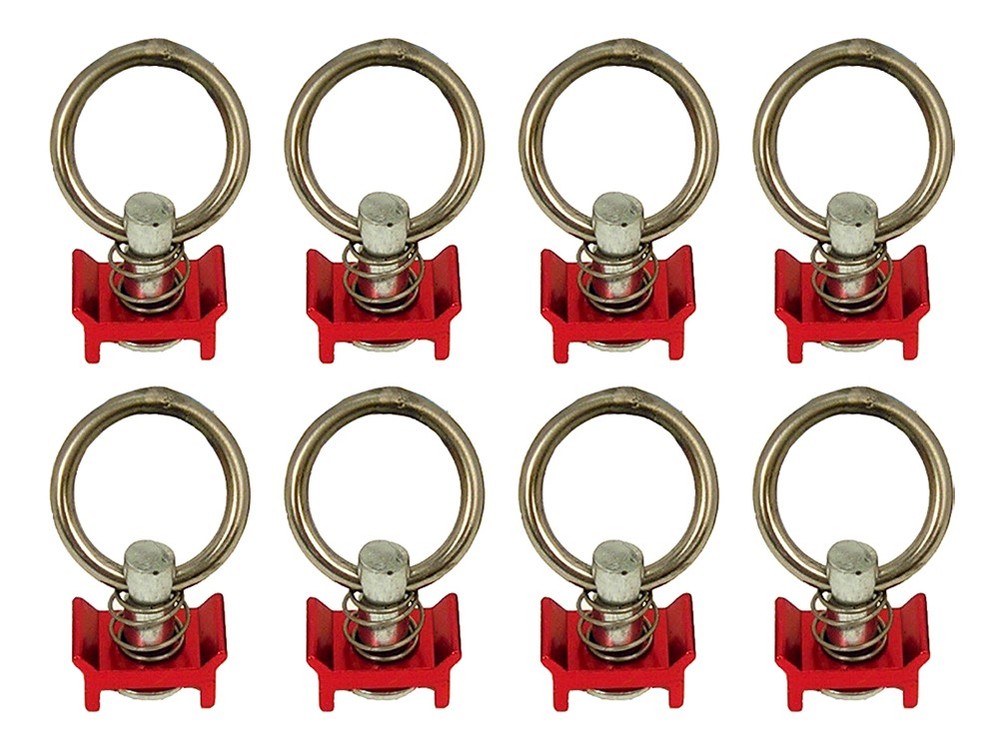 Pit Posse L Track Stud Ring Spring Loaded S Track Tie Down Anchor Red (8 Pack)