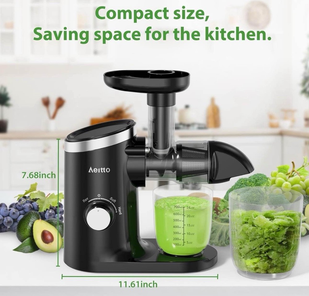 Aeitto 2-Speed Masticating Juicer, Juicer Machine with Reverse Function