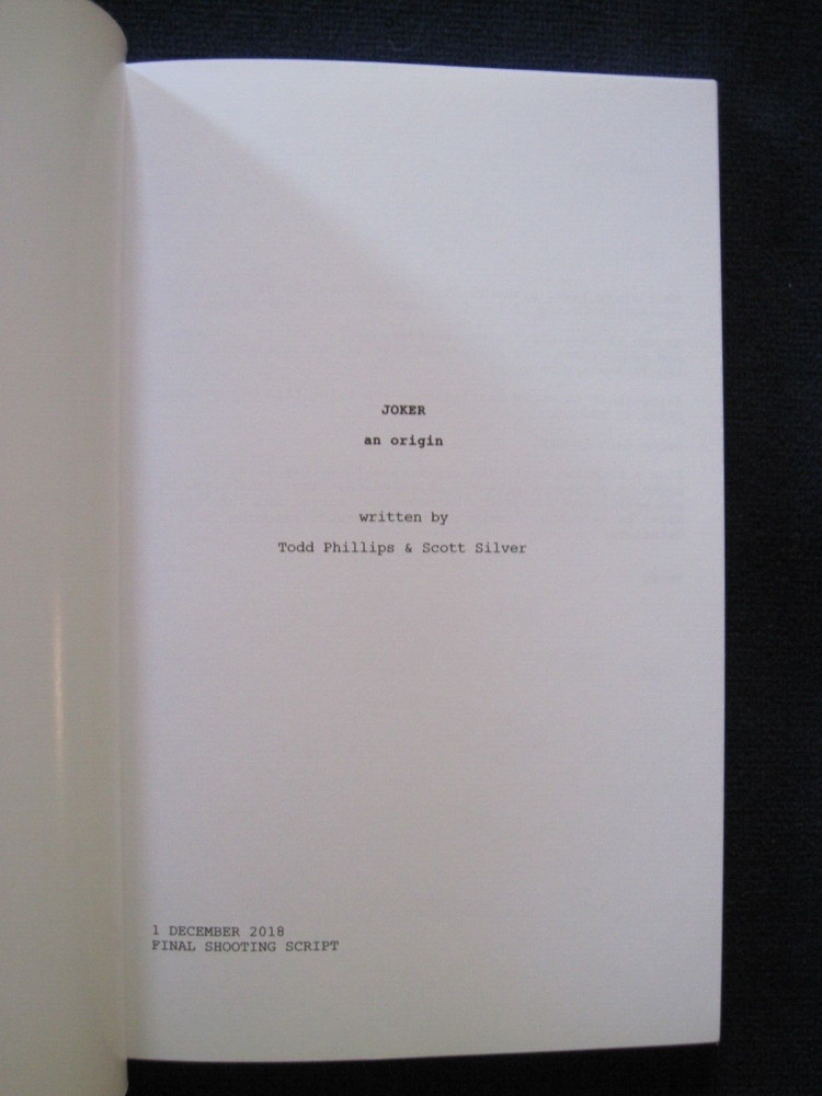 ORIGINAL SCRIPT - JOKER - OSCAR CONSIDERATION 1st Ed in Book Form