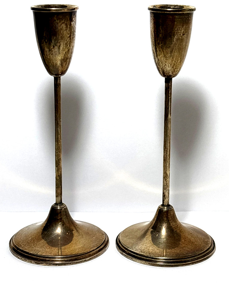 David Orgell Sterling Silver Weighted Candle Holders 8”