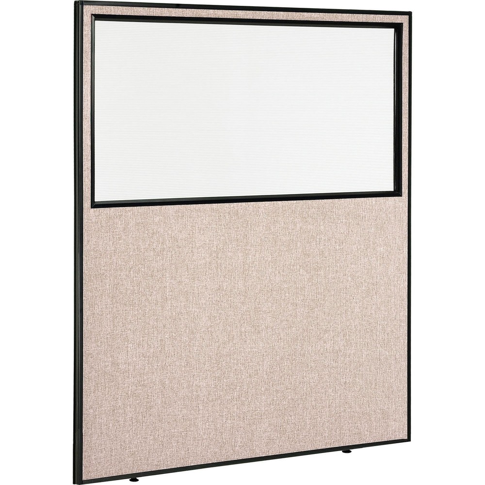 Office Partition Panel With Partial Window 60-1/4"W x 72"H Tan