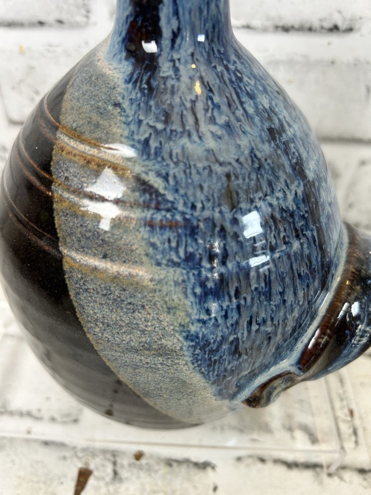 Walter Aberson Signed Blue Glaze Ceramic Birdhouse