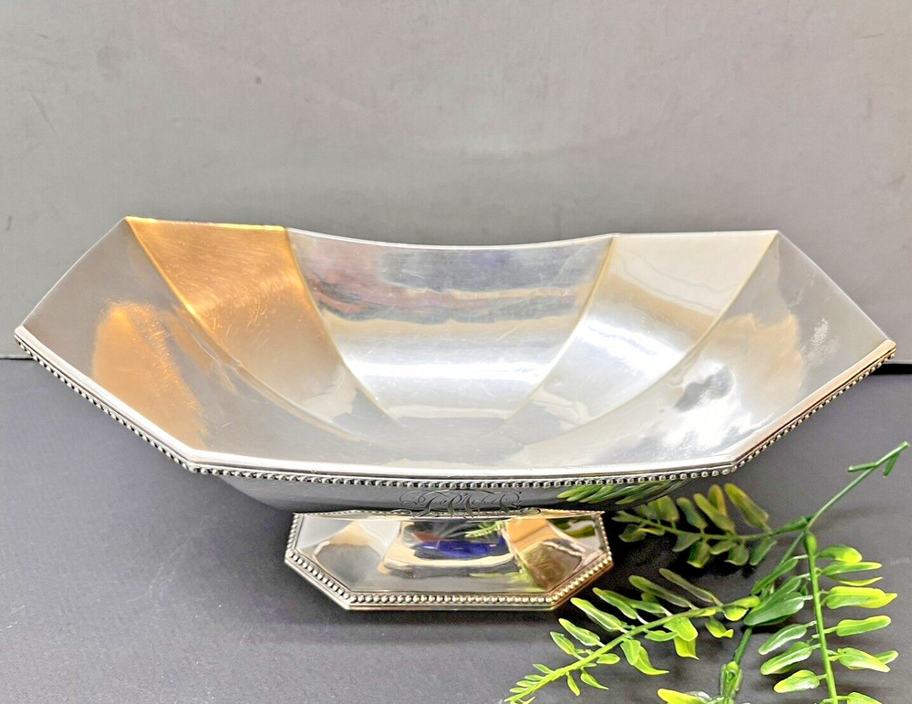 Gorham Sterling Silver Footed Bowl Monogrammed 560.3 Gr. #121 Rectangular Bowl