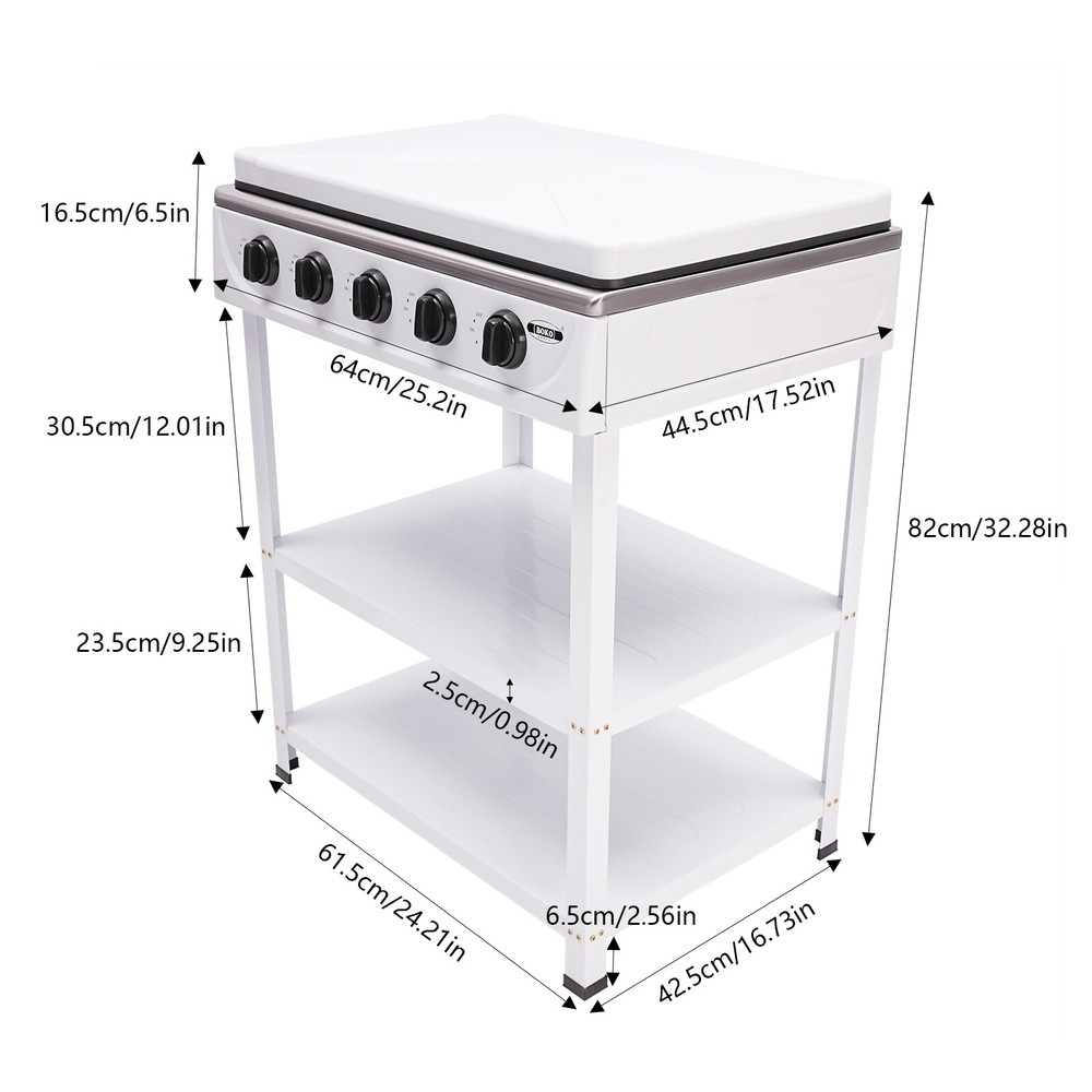 Propane Gas Stove with 5 High-Efficiency Burners, Independent Control Knobs,