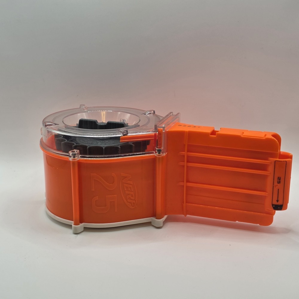 2 NERF N-Strike Elite 25-Dart Drum Magazines Orange White Accessory