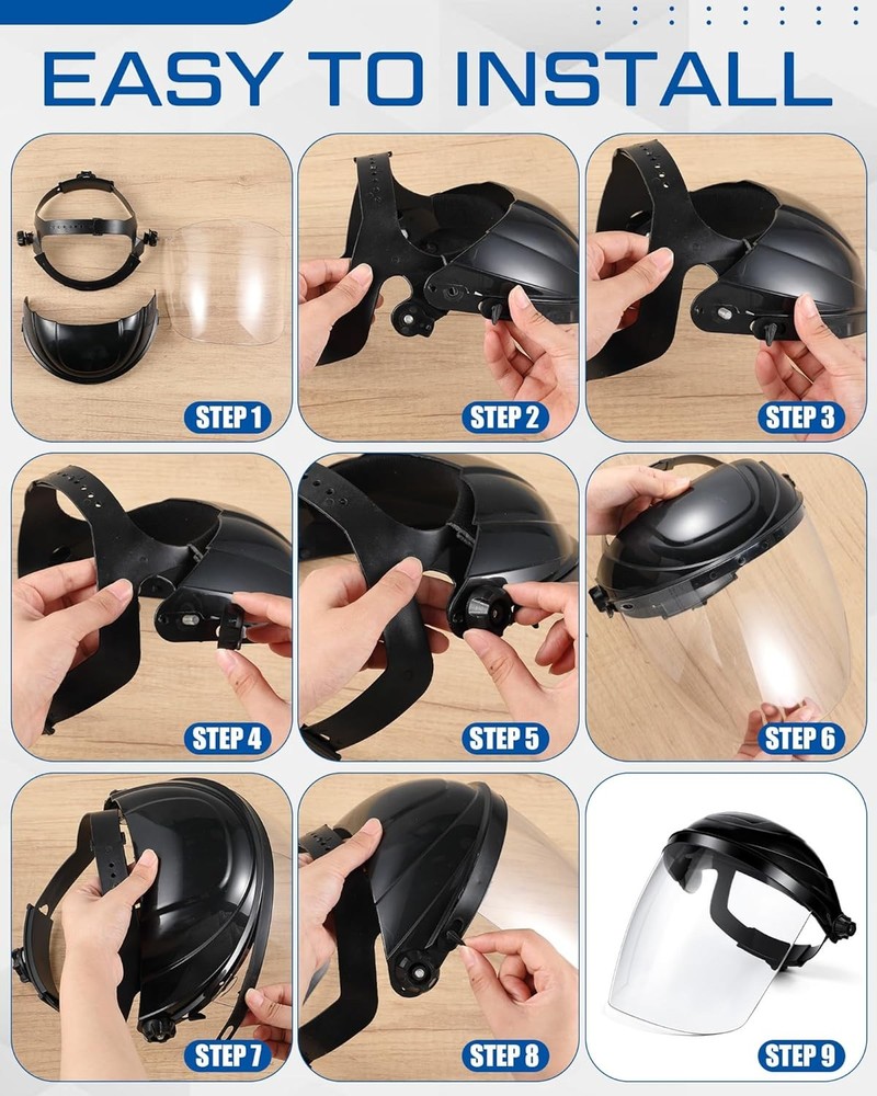 4 Pack Clear Impact Resistant Face Shields for Grinding & Cutting Activities