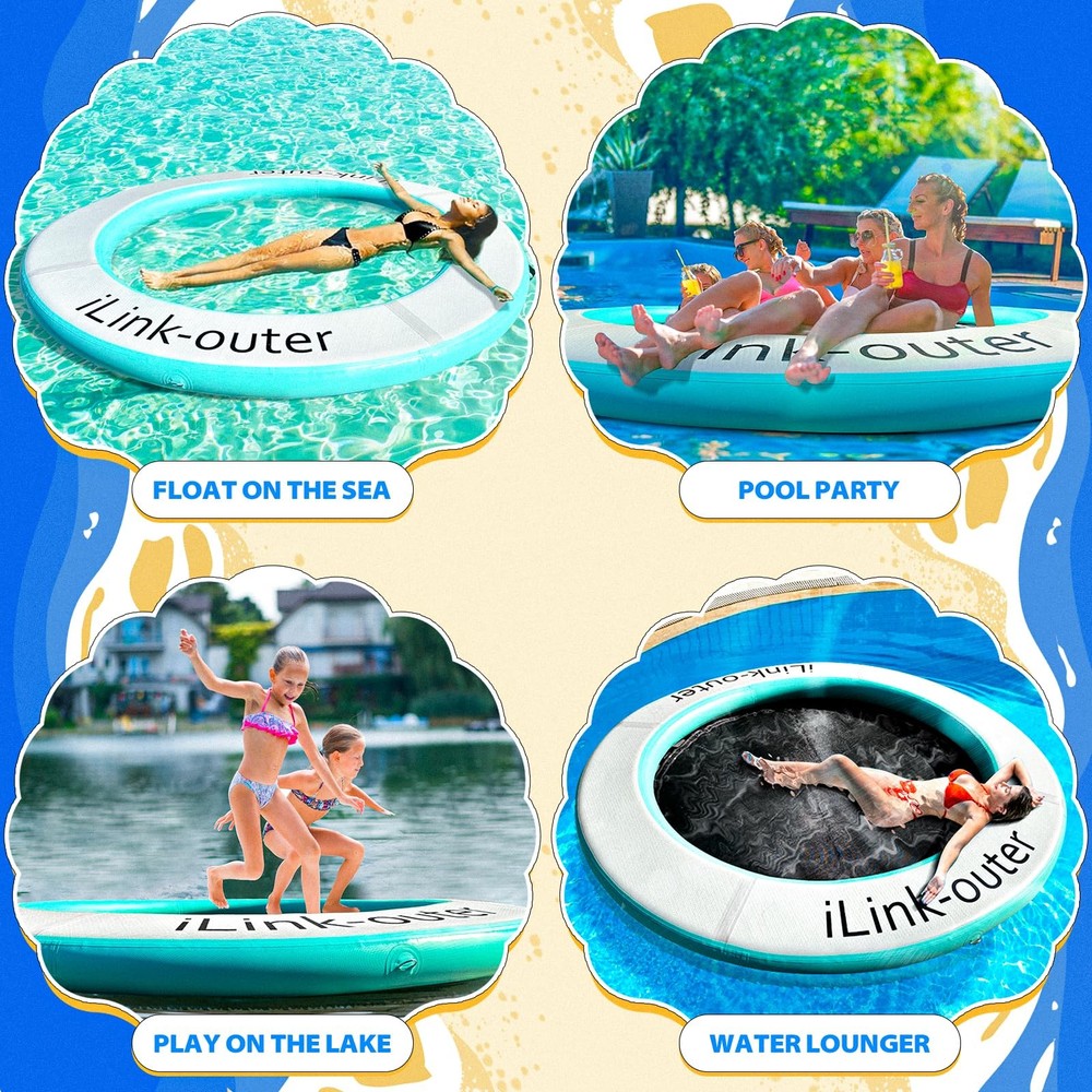 Round Floating Ring,Inflatable Floating Water Hammock,Round Floating Ring for...