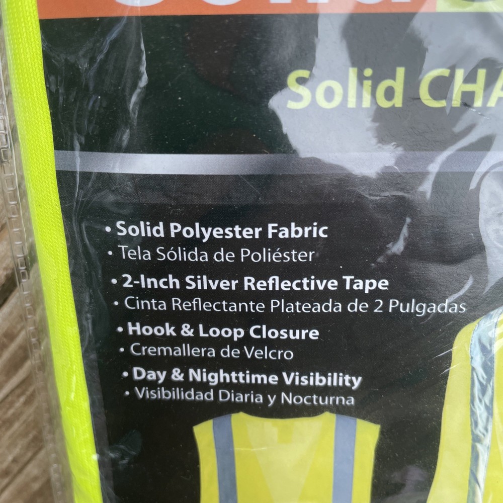 3XL Solid Safety Vest High-Visibility Class 2 Solid Polyester Fabric 2” Tape
