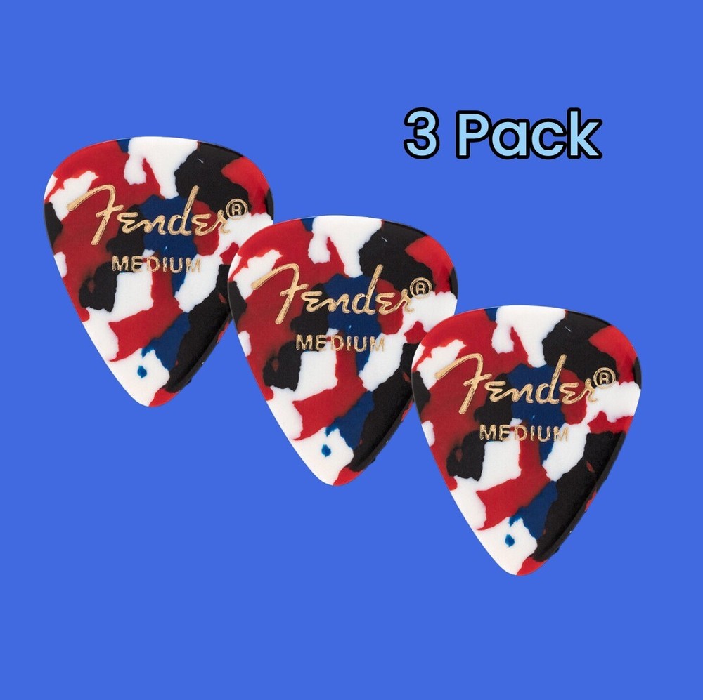 Fender 351 Classic Celluloid Guitar Picks, Confetti, Medium, 3 Pack