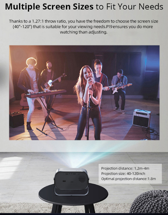 "Portable Cloud Projector 720P HD, 4K Decoding, WiFi & Bluetooth