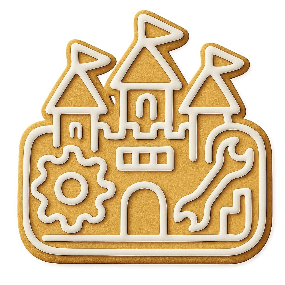 Modern Engineers Castle Cookie Cutter & Stamp - 4x3.3