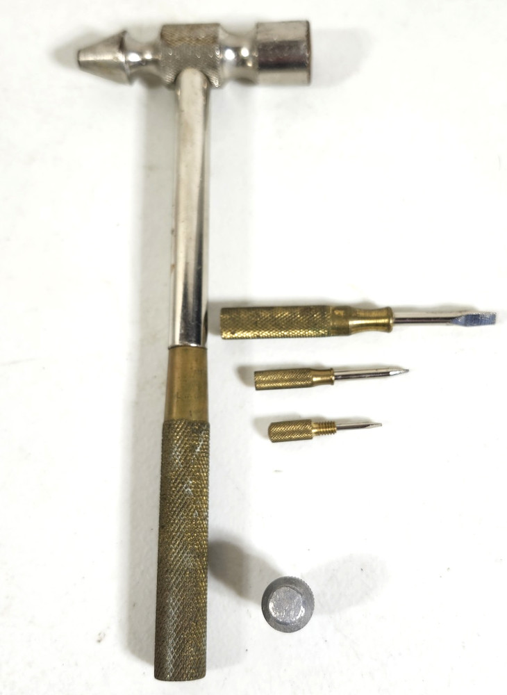 Toolmaker Produced Brass Head Hammer with Screwdrivers Inside Handle