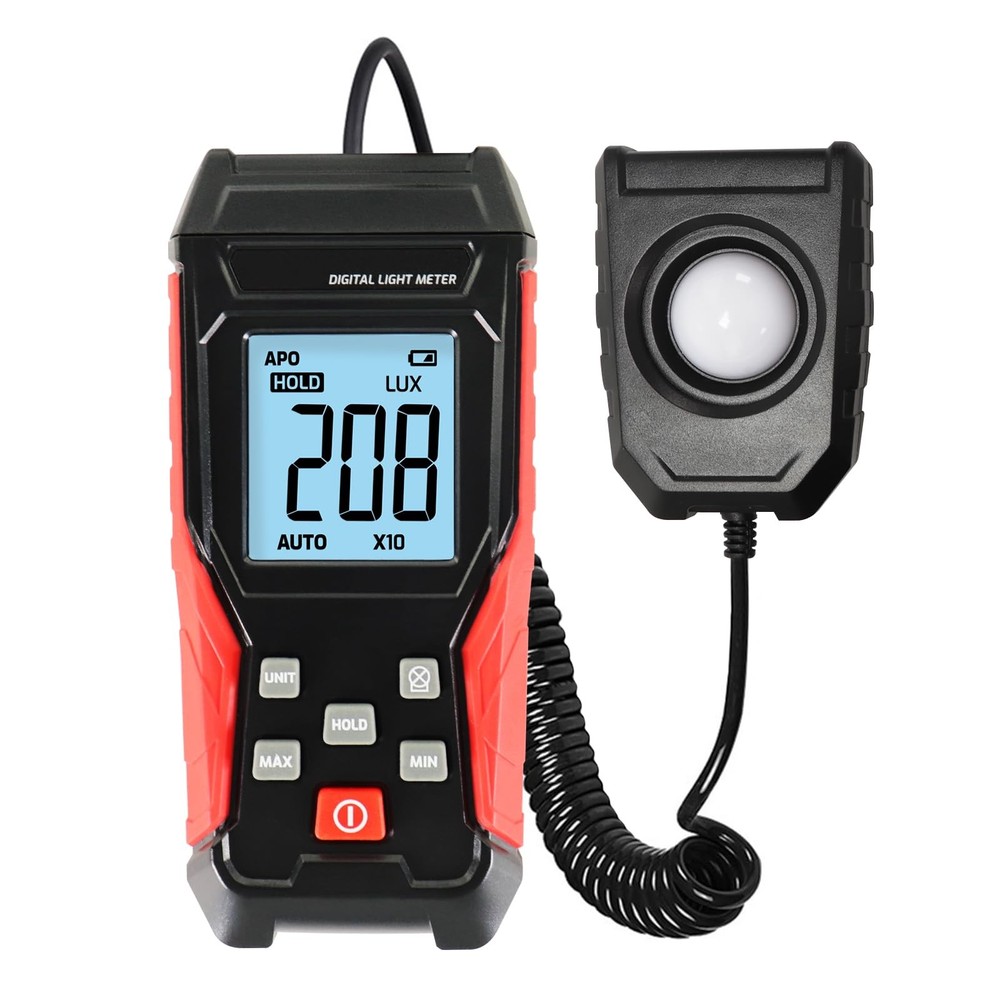 Light Meter Digital Lux Handheld Illuminance 360 Rotating Sensor 0200,000 Range