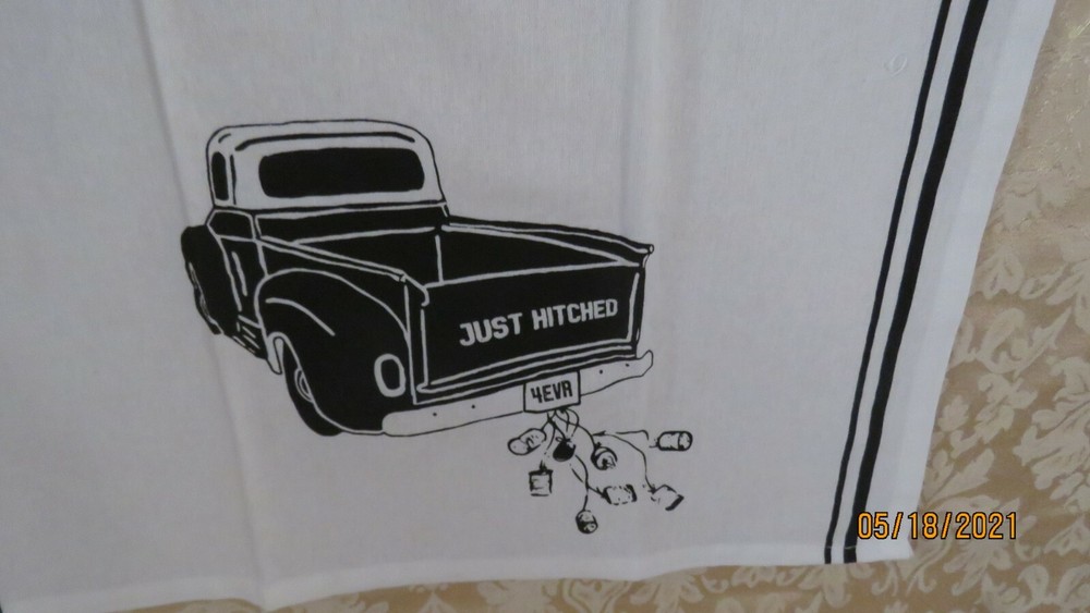 Tea Towel Wall Hanging JUST HITCHED 4EVR