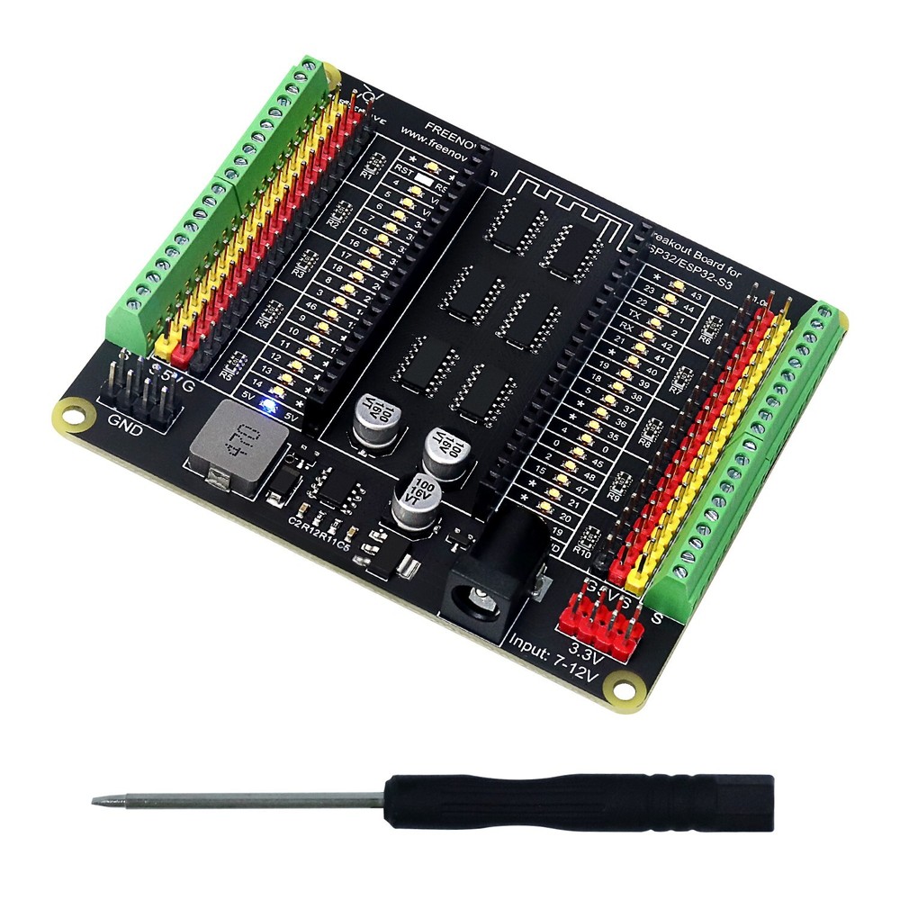 Freenove Breakout Board for ESP32 ESP32-S3 Terminal Block Shield GPIO Status LED