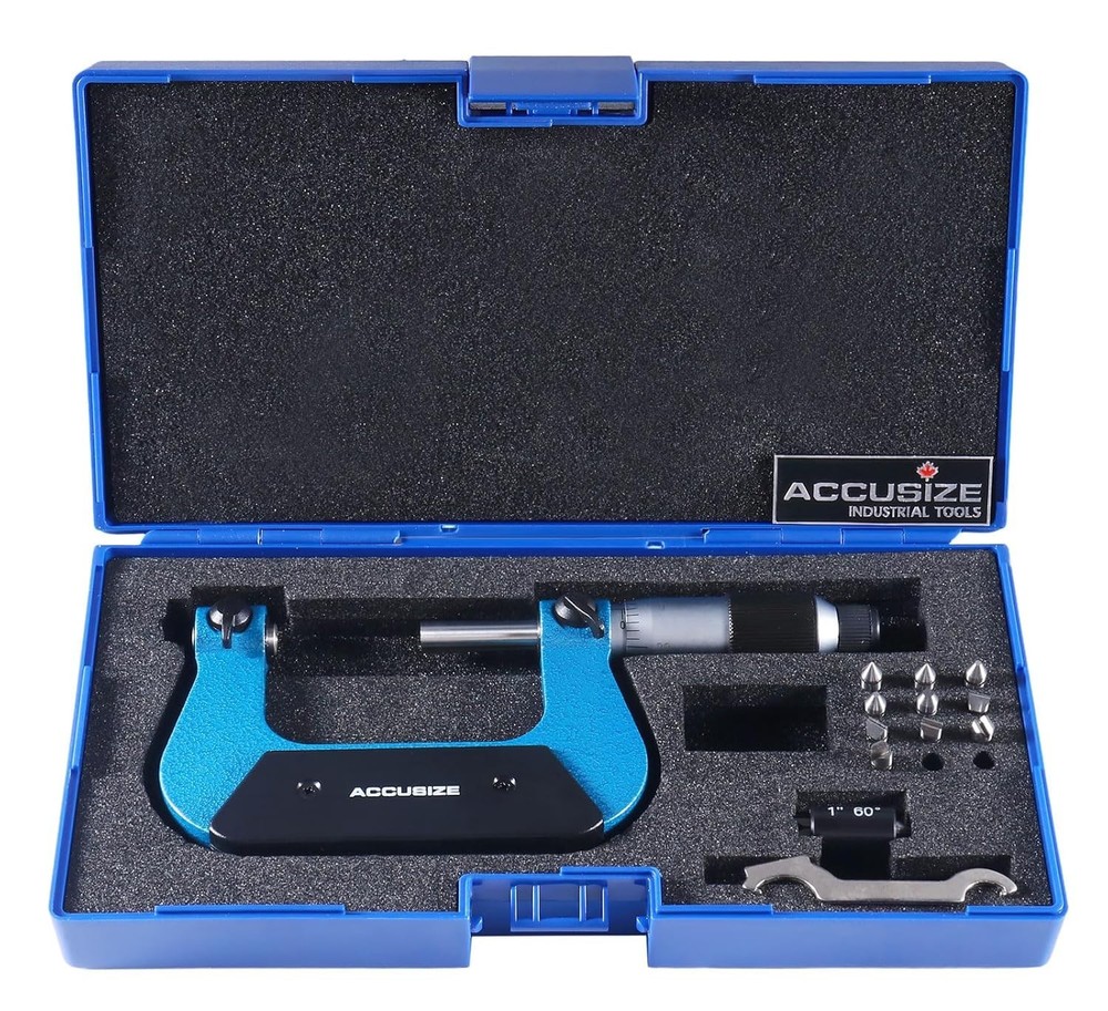 1-2'' X 0.0001'' Screw Thread Micrometer with 5 Anvil in Fitted Box,