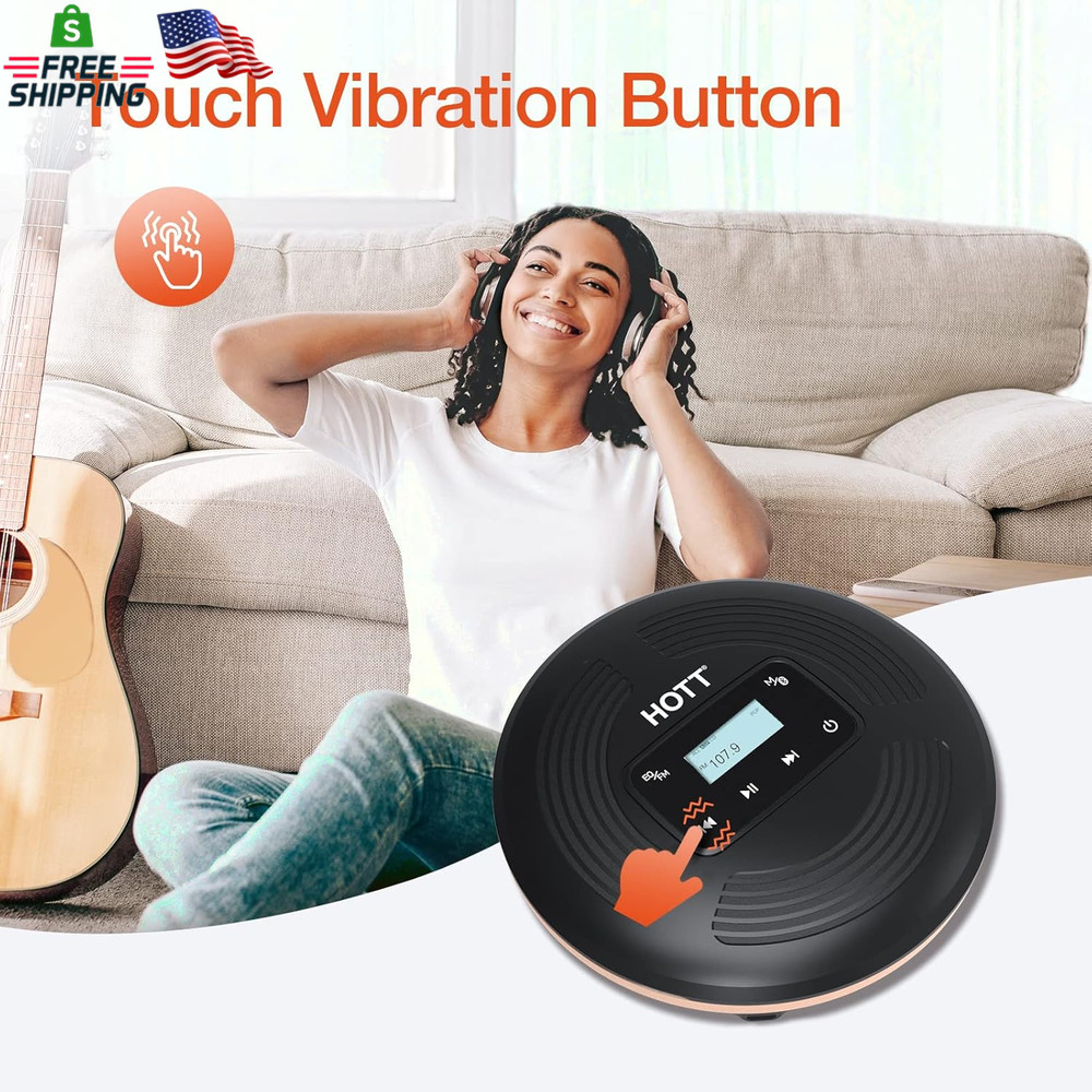 HOTT Portable CD Player with Bluetooth and FM Transmitter with Touch Buttons Bac