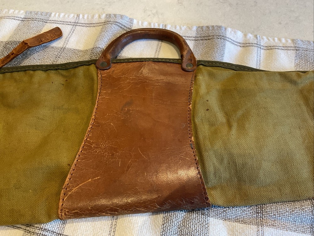 Vintage leather and canvas rifle case