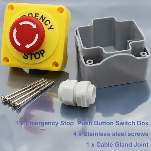 Emergency Stop Button Switch E-Stop Momentary Shut Off Red PushButton Switches