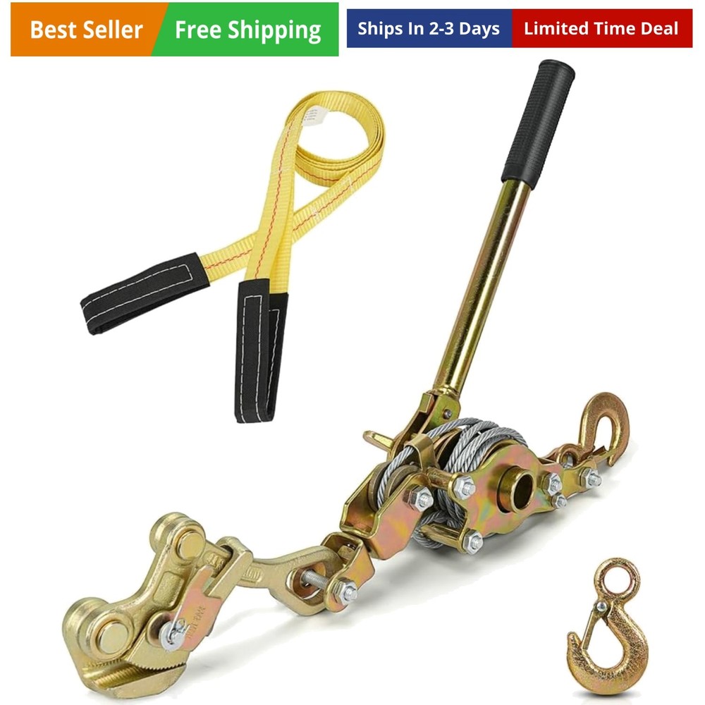 Zipline Tensioning Kit, Cable Winch Puller with Cable Grip Steel Wire Puller ...