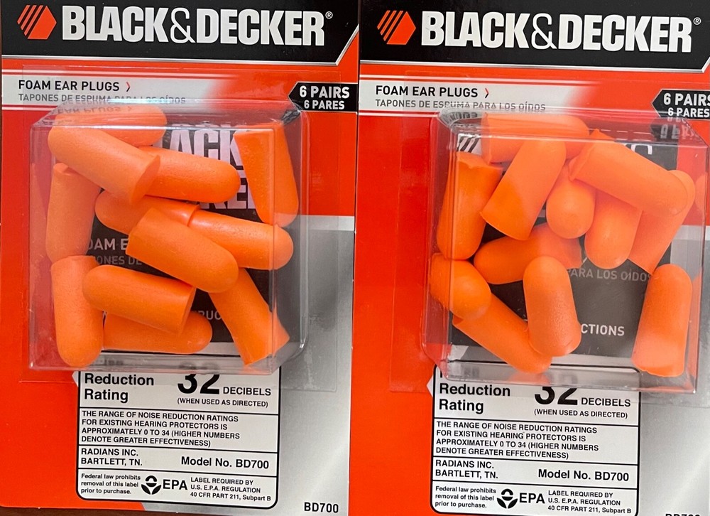 Black & Decker Disposable Foam Ear Plugs / 12  Pairs