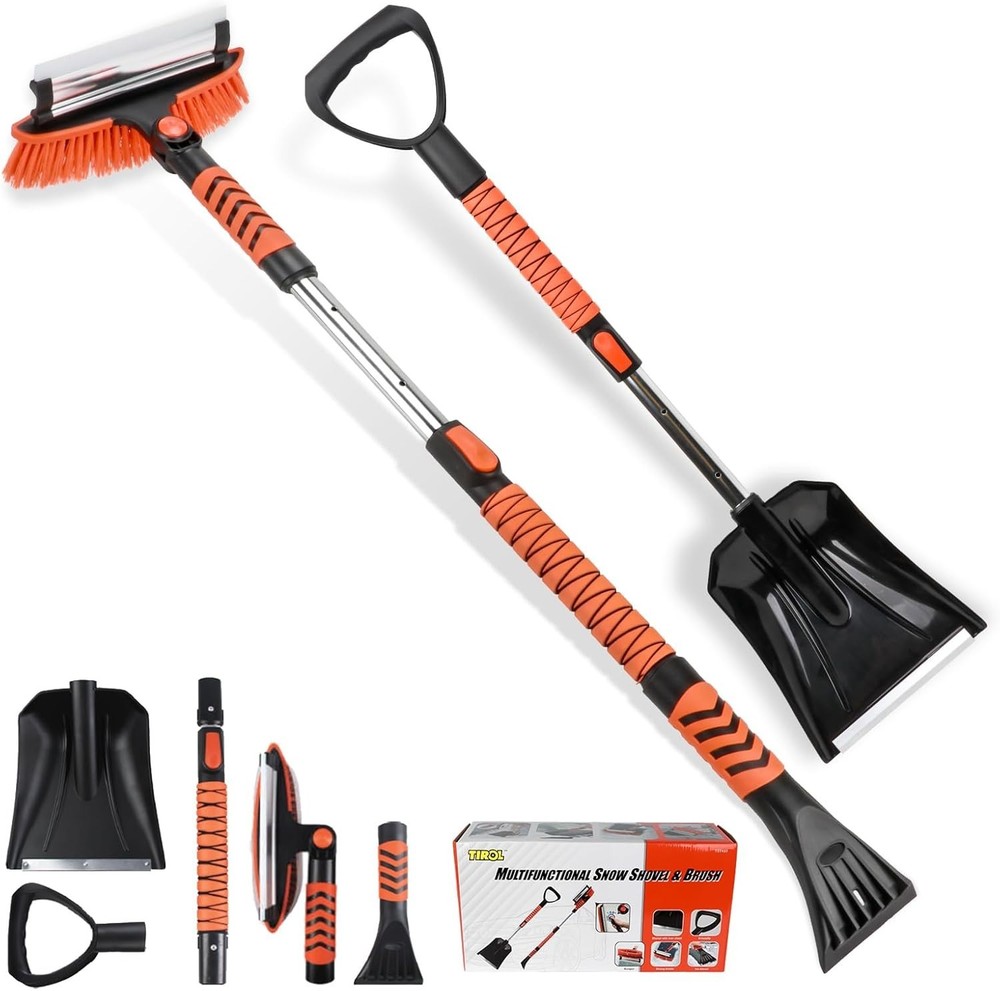 Durable Extendable Ice Scraper & Snow Shovel with Foam Handle - Winter Must-Have