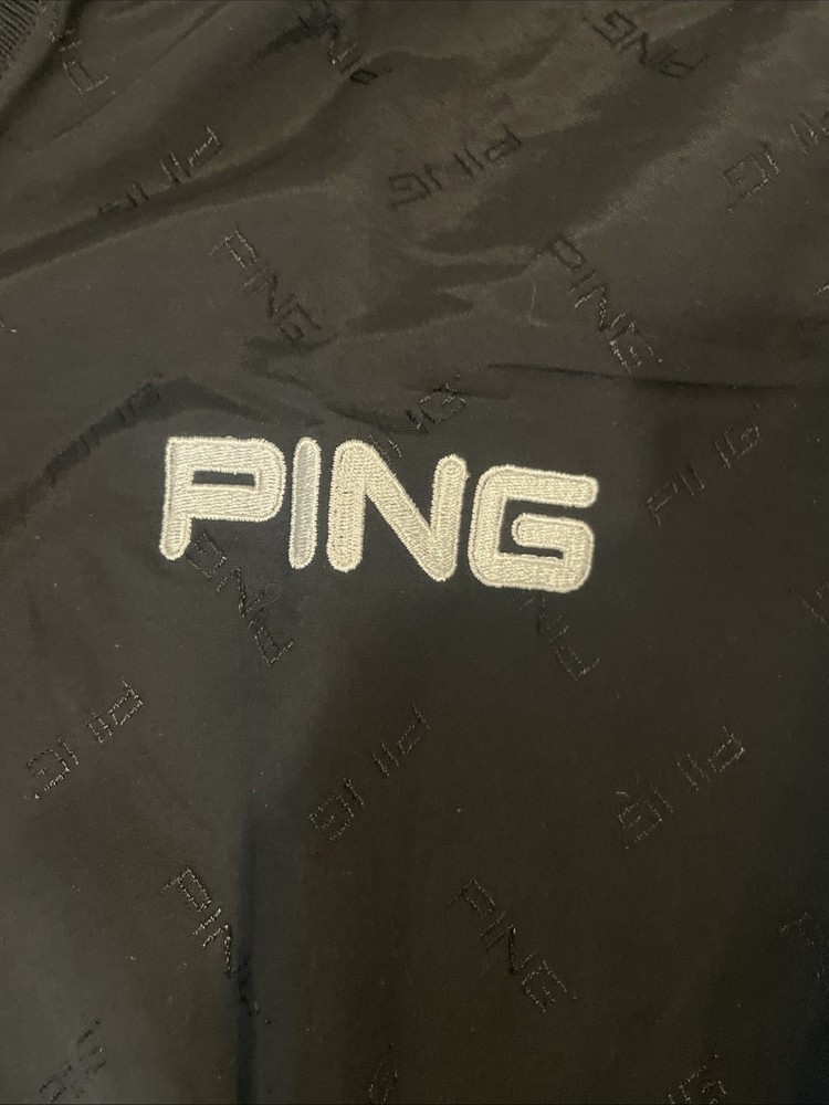PING Karsten Short-Sleeve Windbreaker Pullover – Size S Black Logo Pattern