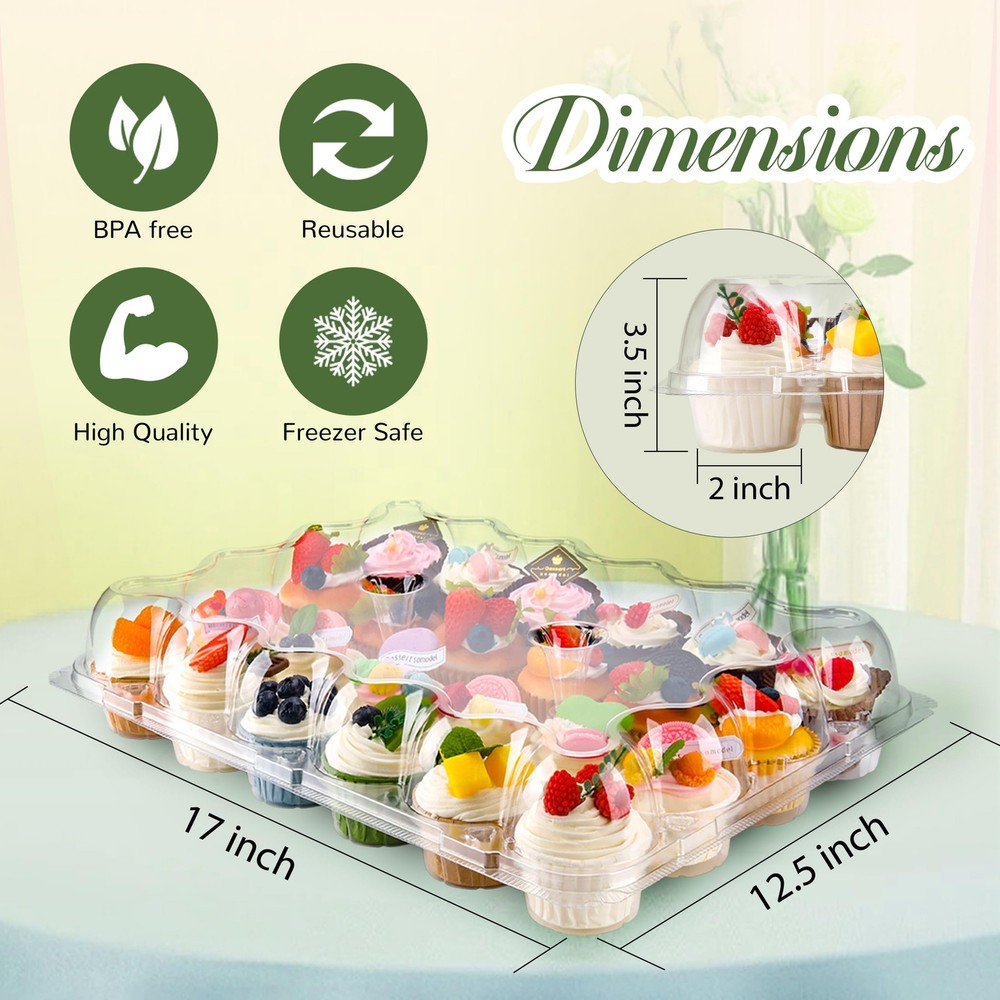 24 Count Cupcake Containers 10 Pack Cupcake Holders Plastic Stackable Cupcake...