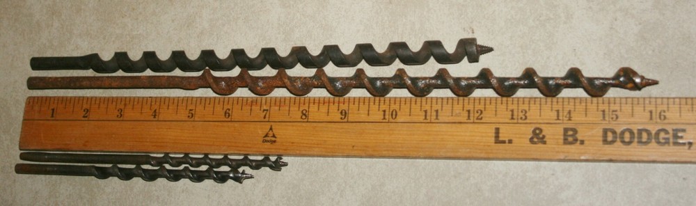 VINTAGE WOOD BORING DRILL BIT LOT - 4 BITS AS IS