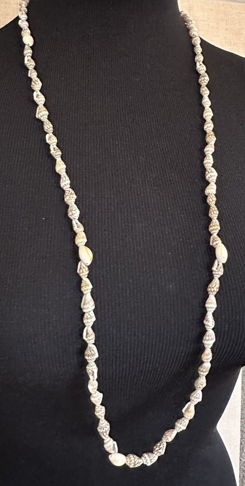 Vintage Long Natural Small Shells Necklace 34” Continuous Strand