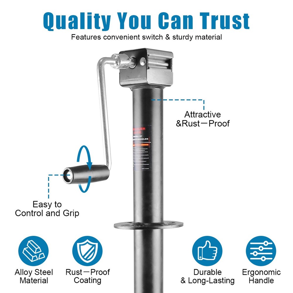 Drill-Powered Adjustable 23" Lift 5000lbs A-Frame Trailer Jack Tongue Stand