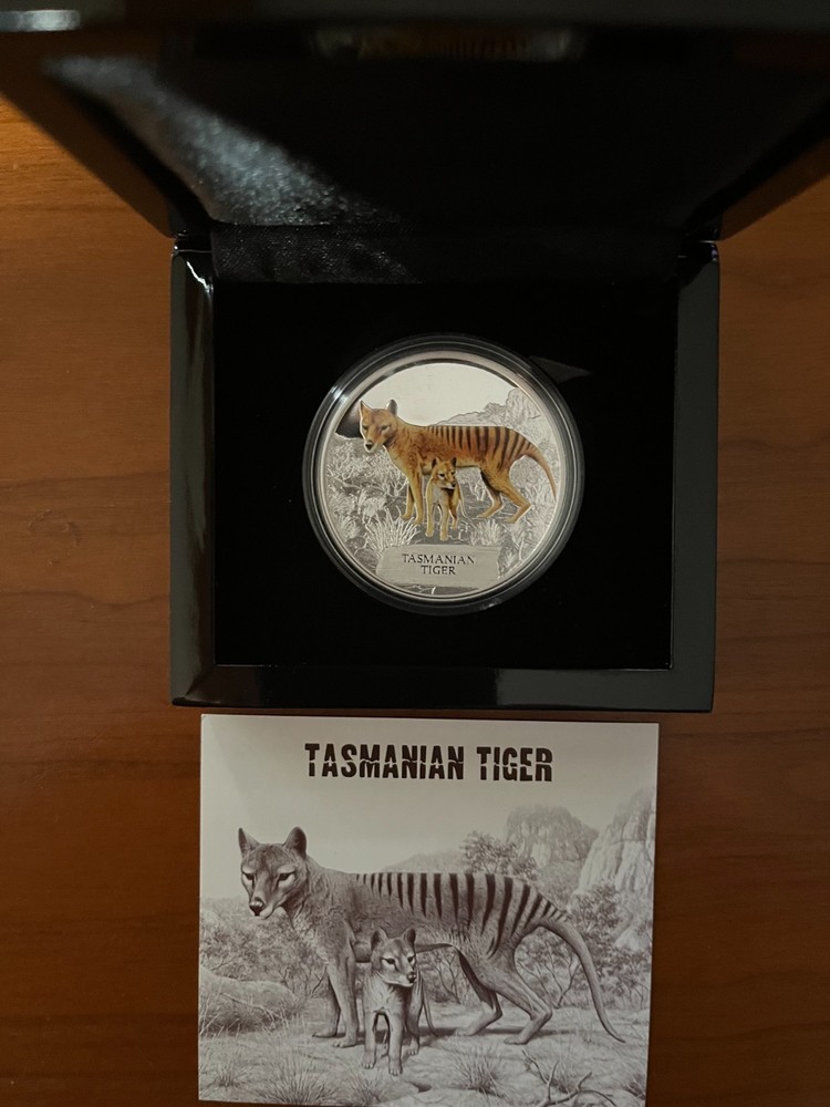 2011 Tuvalu Tasmanian Tiger 1oz Silver PF $1 - 1st Release Endangered & Extinct
