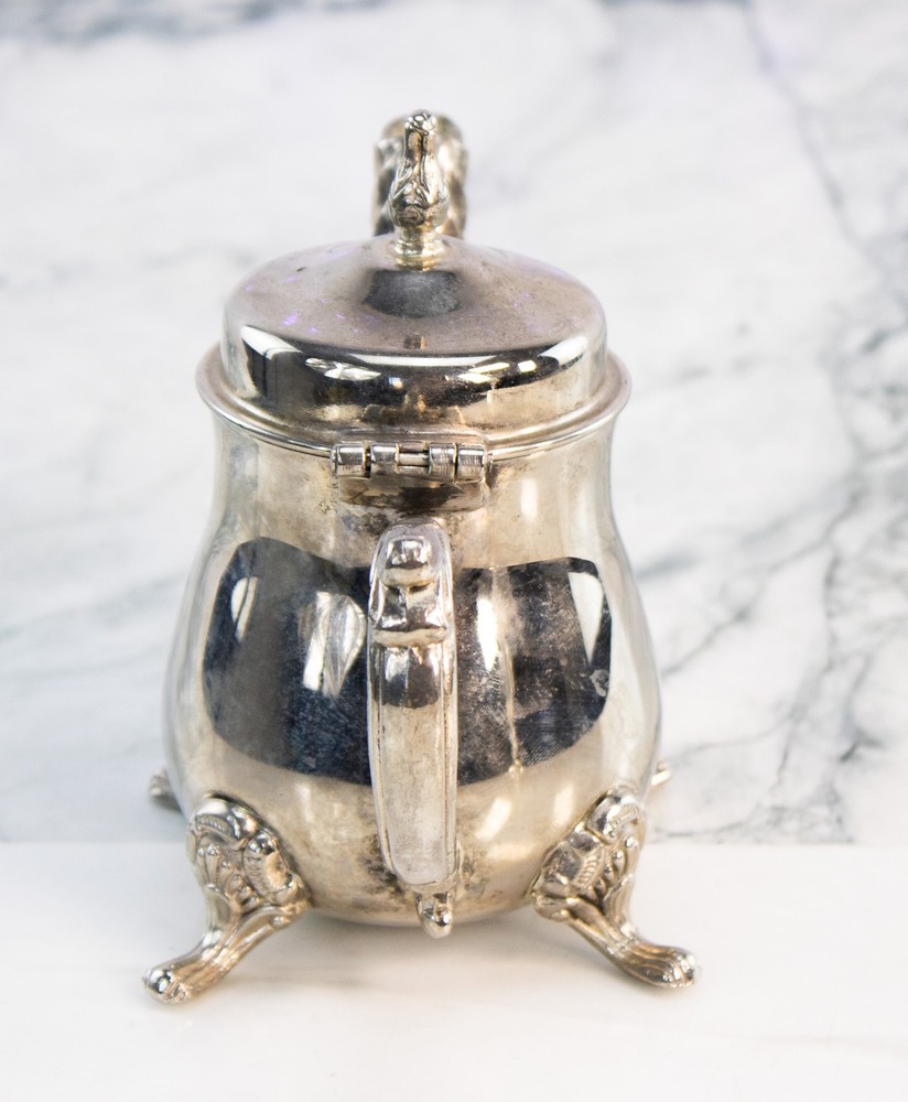 Silverplate Teapot and Grape Goblet Set Elegant Barware