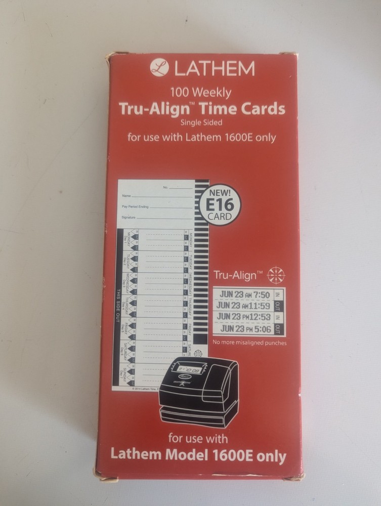 Time Card for Lathem Model 1600E