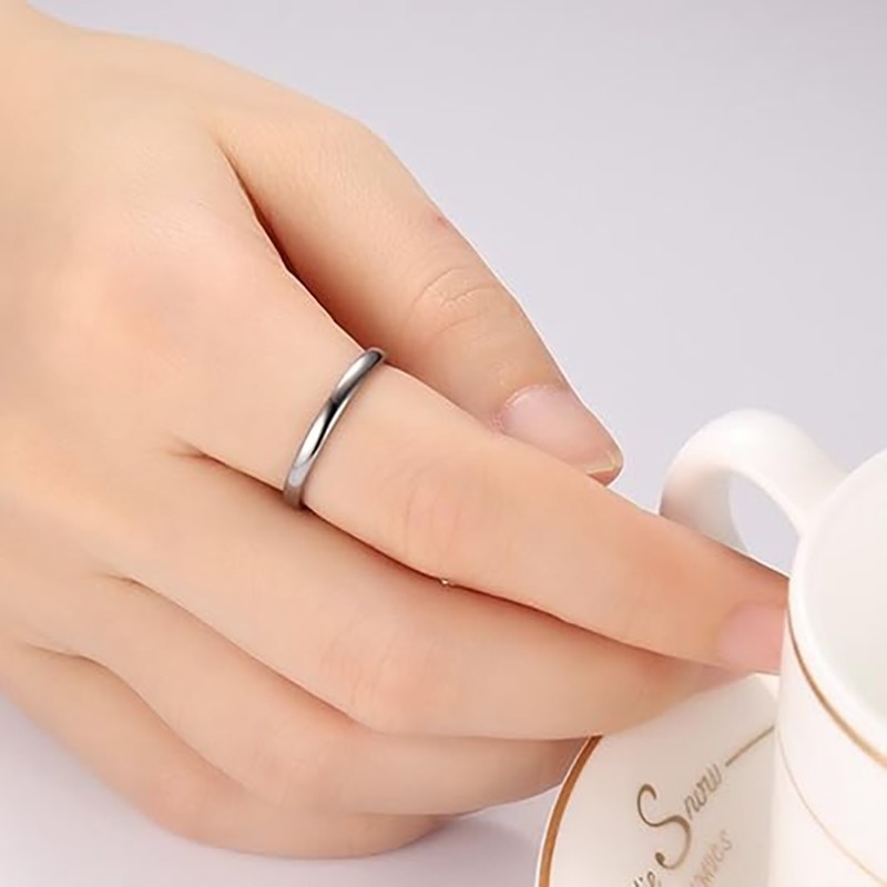 Solid Stainless Steel Plain Thin Ring 2mm Silver Polished Band Gift Size 6 to 10