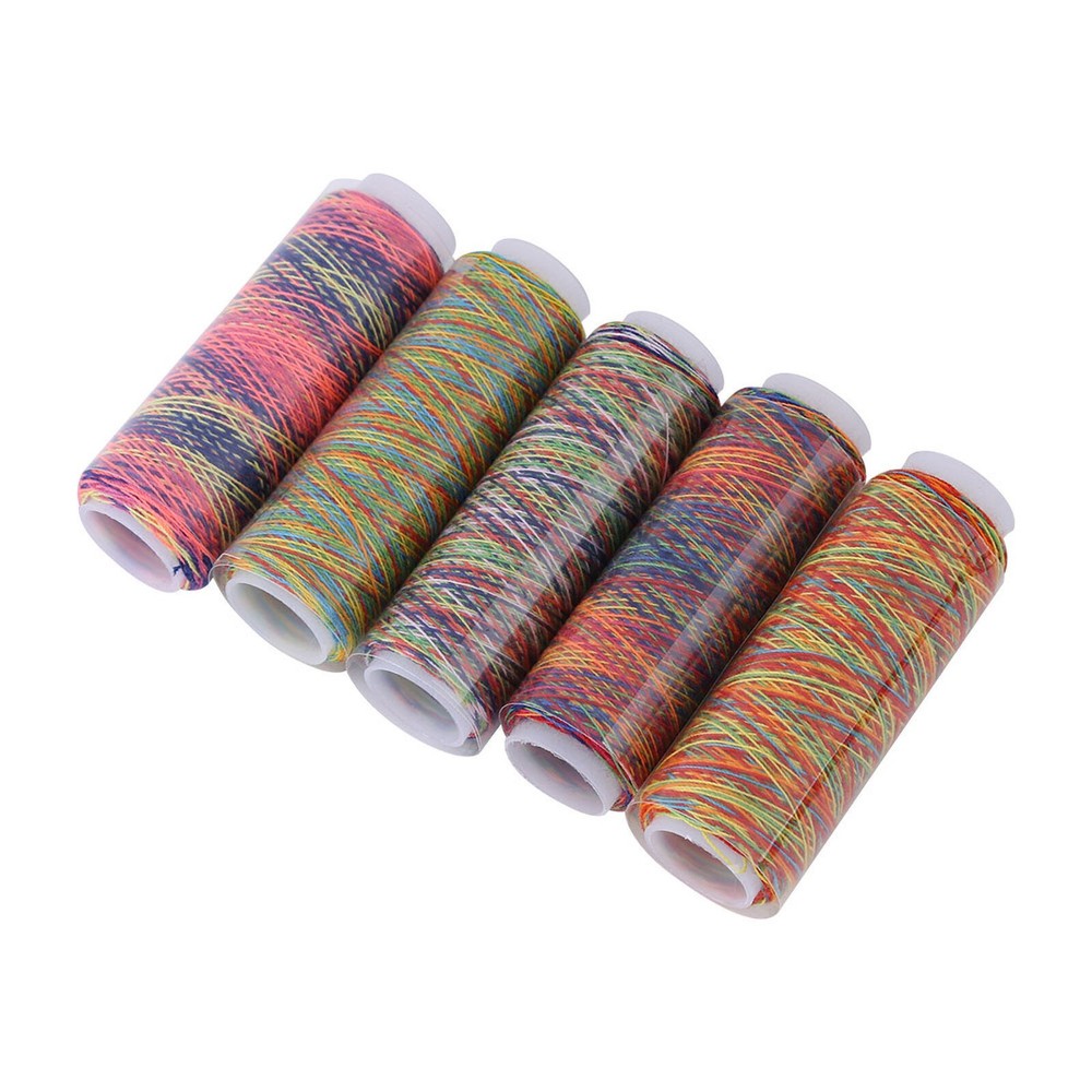 5pcs Multicolor Gradient Sewing Quilting Embroidery Thread Spools Garment