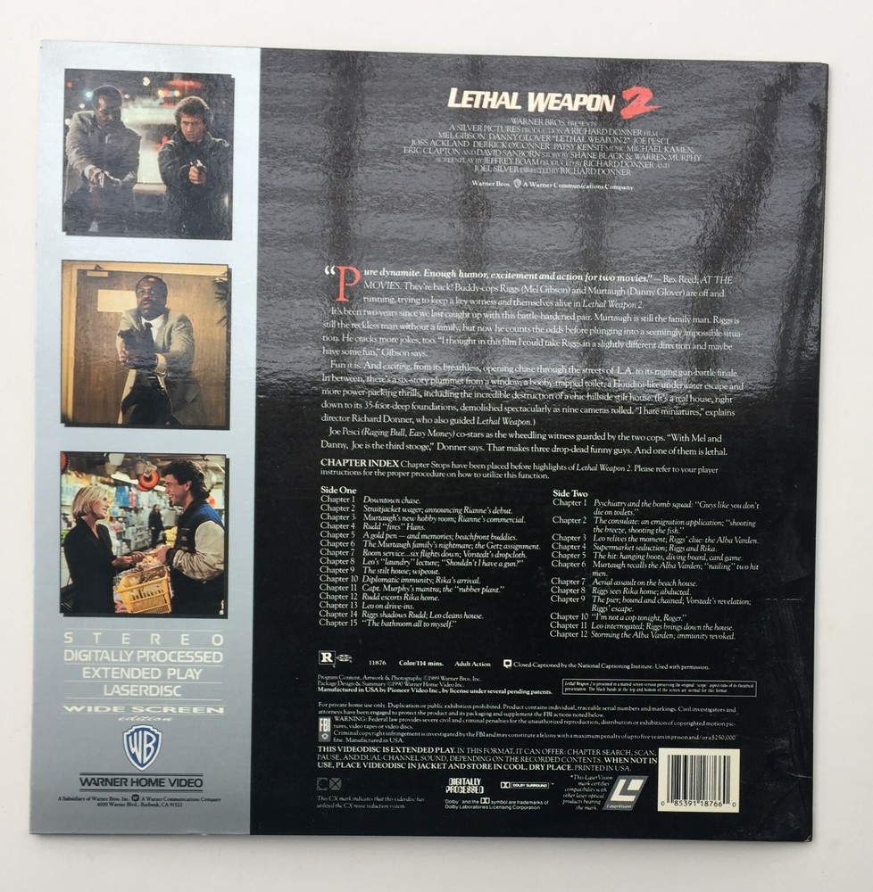 TWO LASERDISK Titled LETHAL WEAPON and LETHAL WEAPON 2