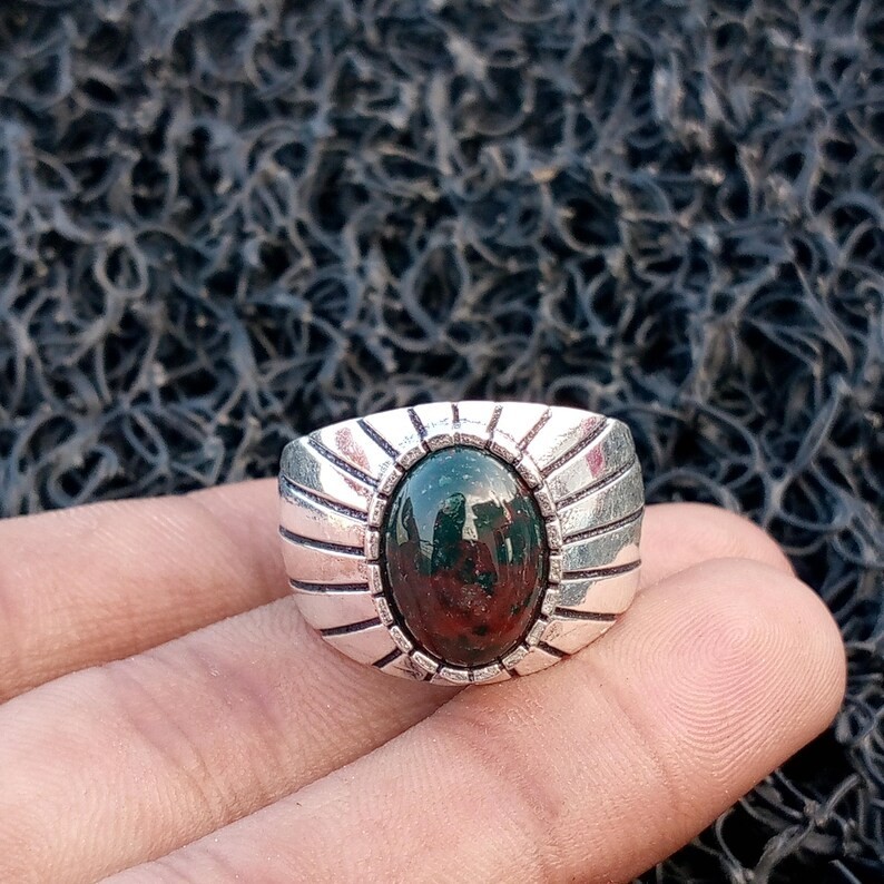 Bloodstone Ring 925 Sterling Silver Statement Ring Handmade Men's Gift Ring B76