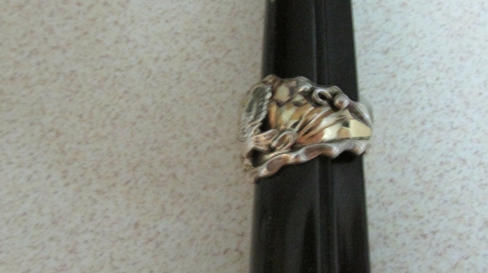 NEW EAGLE GOLD OVERLAY W/S.S. EAGLE RING/BAND RAISED & EAGLE SEE SIZES BELOW