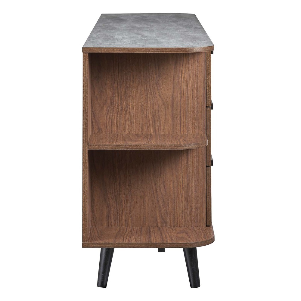 Modway Langston Open Display Storage Sideboard in Walnut Gray