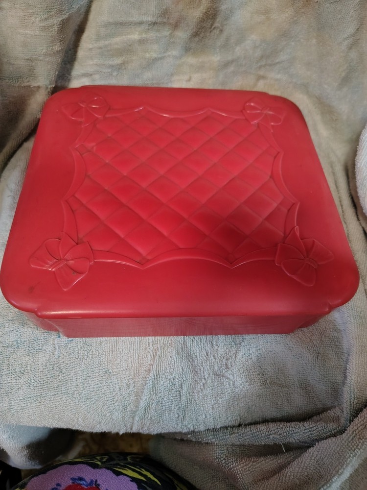 Superlon Vintage Plastic Vanity Sewing Box  Red