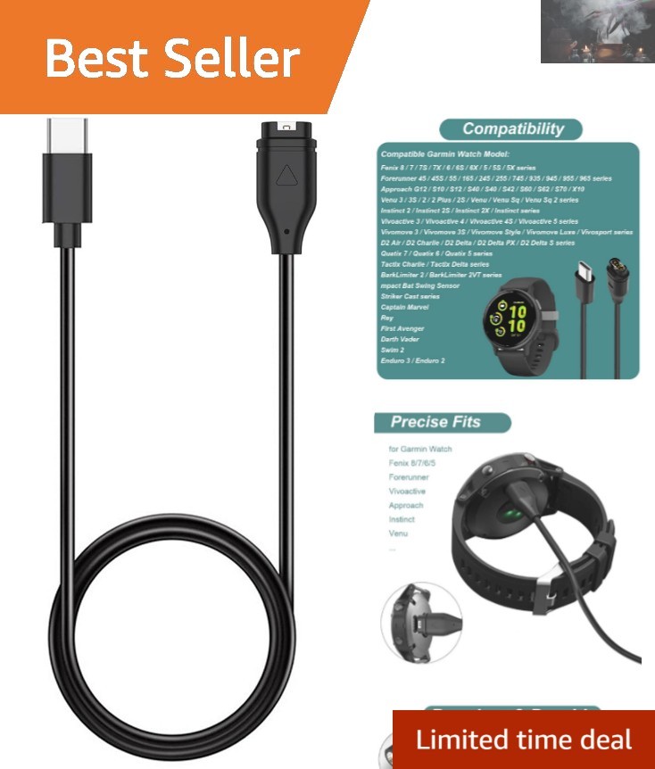 Reliable USB Type C Charger Cable for Garmin Watches - Fast Charging Solution